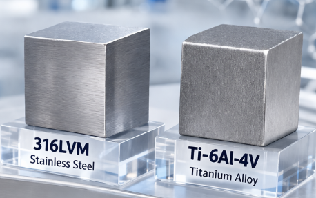 316LVM stainless steel and Ti6Al4V titanium alloy bars used for implant manufacturing
