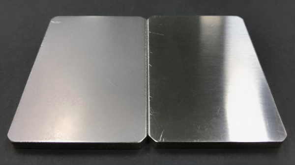 Matte vs Polished Titanium Surface Finish Comparison Comparison of matte and polished titanium surfaces showing different titanium appearances