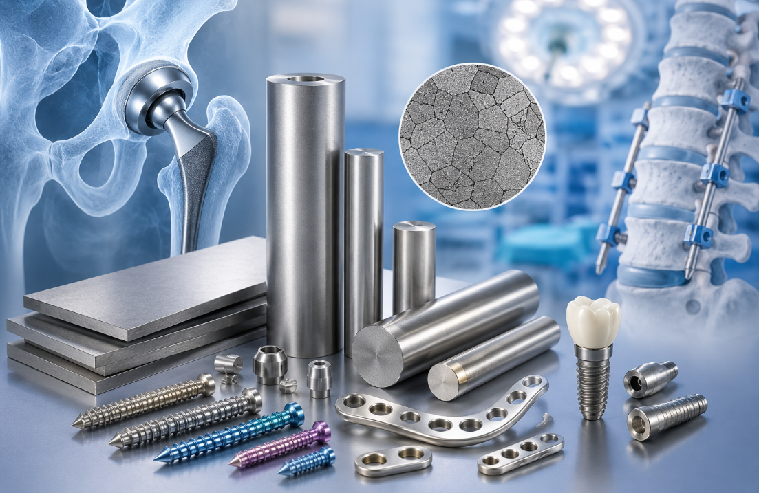 ASTM F136 titanium alloy used in medical implant applications